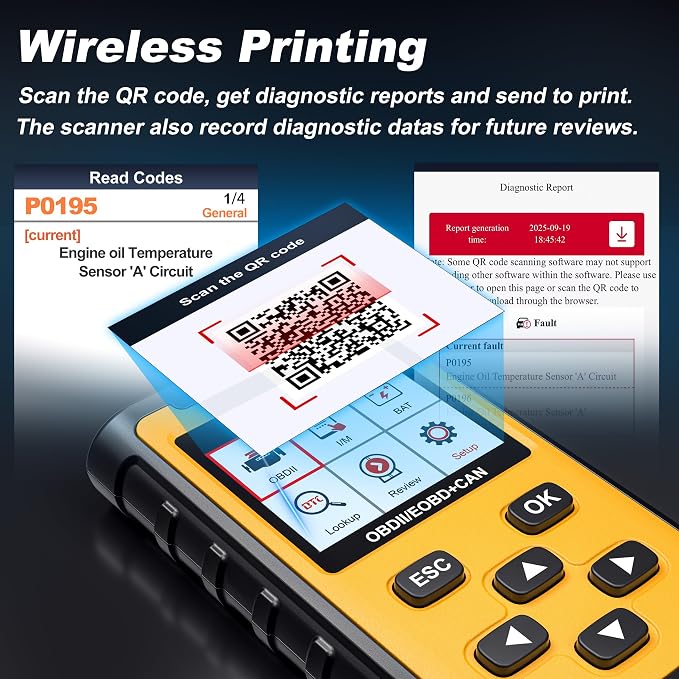 OBD2 Scanner Diagnostic Tool with Battery Test, Read&Clear Codes View Live Data I/M Readiness Freeze Frame, OBDII Check Engine Code Reader for 99% Cars Since 1996