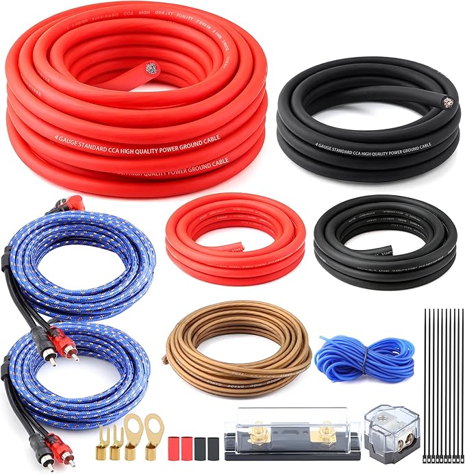 4 Gauge Dual Amp Wiring Kit Make Connections and Bring Power to Your Radio,Subwoofers and Speakers