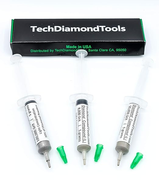 TechDiamondTools Kit of 3 Diamond Polishing Compound Polishing Paste USA Made 8000 50000 100000 Grit for Marble Glass Metal Rock Jewelry Resin Silver Gemstone with 10% of Diamond Powder