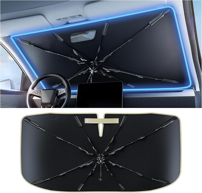 Nmoiss [Vinyl Coating Heat Shield] Windshield Sun Shade Umbrella Custom for Nissan Kicks, Protect Car from Sun Rays & Heat Damage Keep Cool and Protect Interior