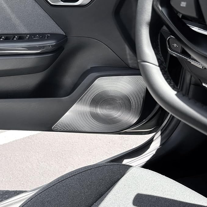 Stainless Steel Chrome Car Interior Door Speaker Cover Trim Speaker Frame Protective Sticker Compatible with Kia K4 2025 2026 Accessories (Silver Style)