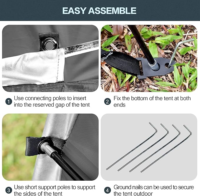 Bike Storage Tent, Anti-Dust Waterproof Bicycle Tent, Portable Bike Storage Tent for 3-4 Bikes, Foldable Bike Shelter for Garden, Camping, Outdoor - Grayish Green