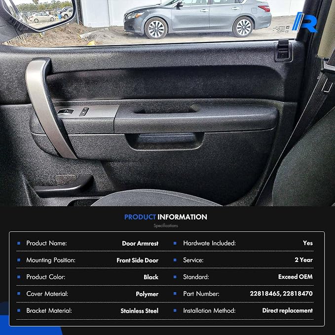 Left Driver & Right Passenger Side Armrest Repair Kit Fit for Chevy Silverado 1500 2500HD 3500HD 2010-2014 For GMC Sierra 1500 2500 HD 3500 HD 2010-2014 Door Panel with Release Handle Below Armrest