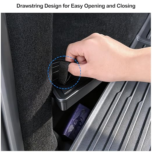 Trunk Storage Bins Trunk Corner Up Storage Box for Model Y Juniper2026 2025 | 2PCS Anti-Slip TPE Rear Cargo Side Organizer Boxes with Lids Fit Tesla Model Y Juniper Accessories 5-Seater not for Standard
