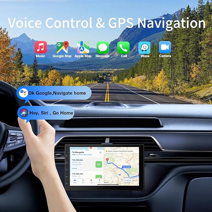 Haudio 7 Inch Double Din Car Stereo with Wireless Apple CarPlay & Android Auto, 2+32G Android 13 Car Radio, Bluetooth, GPS Navigation, FM AM RDS, IPS Touchscreen, Backup Camera Ready
