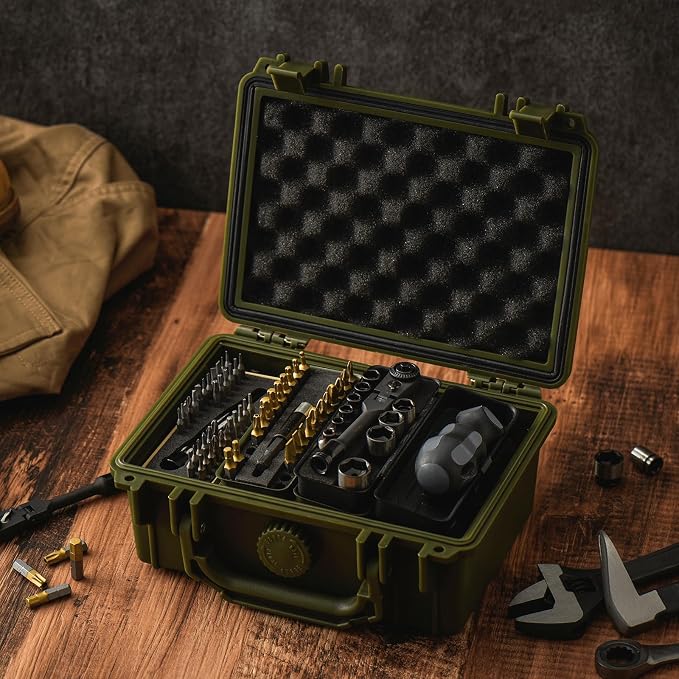 KESI Tool 77-Piece Torx bit Set Fully Armed Set with Waterproof Camera Hard Protective Case with 29-Piece 1/4" Multi Function Bits Set & 13-Piece 1/4" Spline Set & 35-Piece Precision Bits Set (Green)
