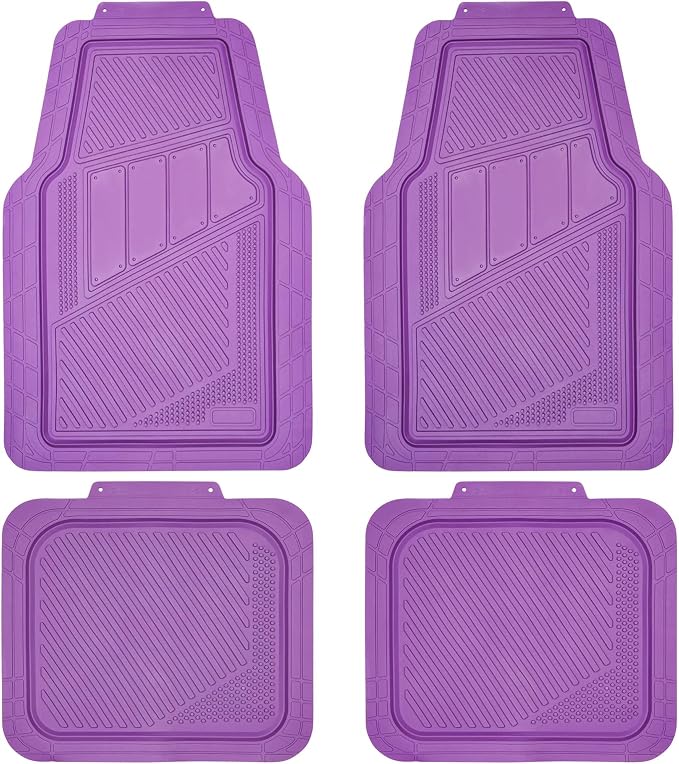 CAR PASS Heavy Duty Rubber Floor Mats 4-Piece Car Mat Set - Universal Waterproof Floor Mats for Car SUV Truck, Durable All-Weather Mats(Purple)
