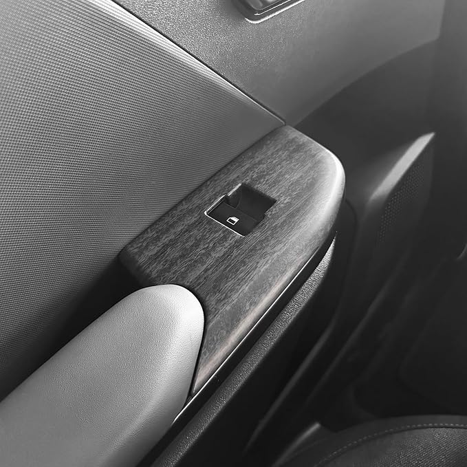 Car Interior Window Switch Panel Cover Side Door Glass Lock Control Button Cover Compatible with Kia K4 2025 2026 Accessories (Wood Grain Style)