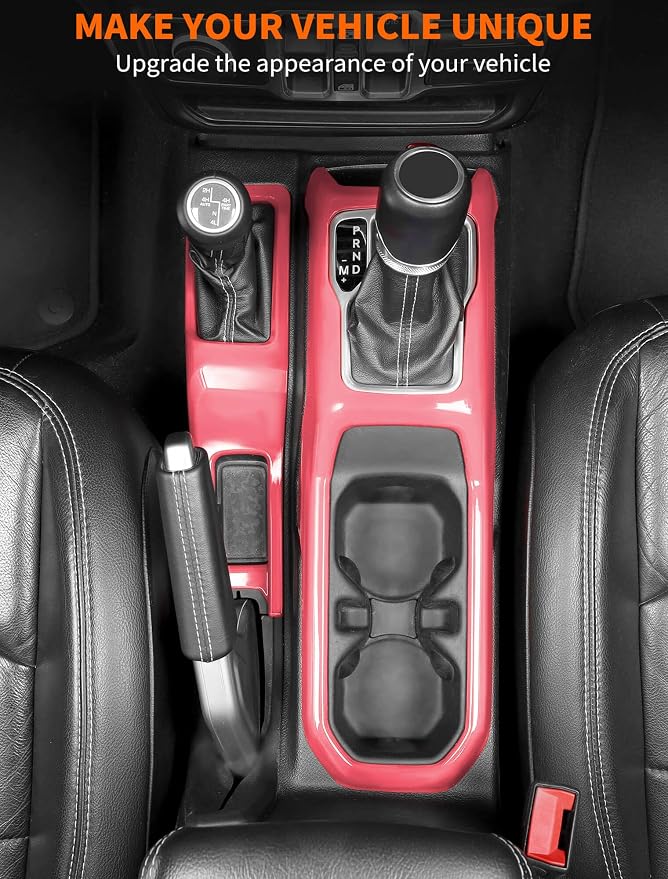 Savadicar Pink Interior Accessories - Gear Shift Panel Trim Set for 2018-Present Jeep Wrangler JL JLU 4XE & Gladiator JT - Solid Color Interior Decor Upgrade Option, 2-Piece