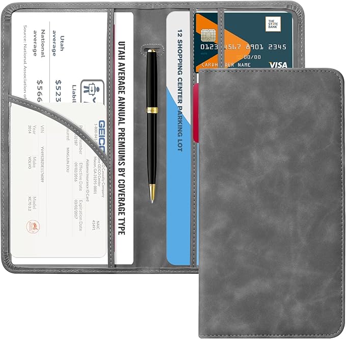 CoBak Car Registration and Insurance Holder - Vehicle Glove Box Car Organizer,Auto Truck Comparment Accessories Case with Magnetic Closure for Driver License,Cards