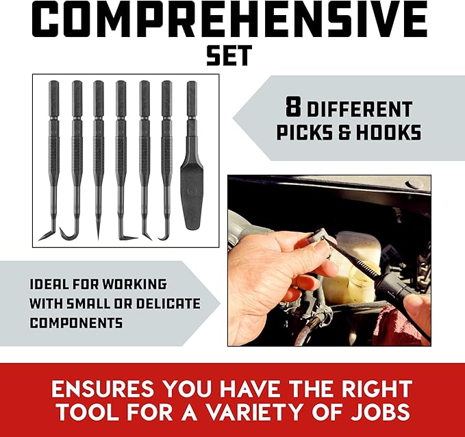 Powerbuilt O-Ring Hook and Pick Set, 7 Interchangeable Picks with Double Injection Handle, Cars, Machinery, Plumbing - 643063ECE