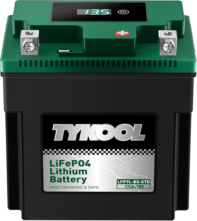 YTX7L-BS-STD 2X Cranking Amps,180CCA,Lithium Iron Phosphate Motorcycle Battery,Digital Readout,Comptitable for Honda,Suzuki Motorycle, Kawasaki ATV, Predator 3500 Generator battery