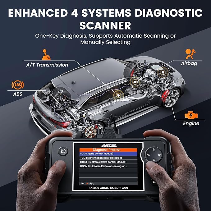 ANCEL FX2000 Plus OBD2 Scanner Diagnostic Tool with Protective Bag, ABS SRS Transmission Airbag Scan Tool, Check Engine Code Reader, Scanner for Car Lifetime Free Upgrade