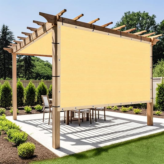 Shade&Beyond Customized Size 14' X 14' Shade Cloth with Grommets, 90% UV Protection UV Protection Mesh Tarp Sun Screens for Patio GN04, Sand