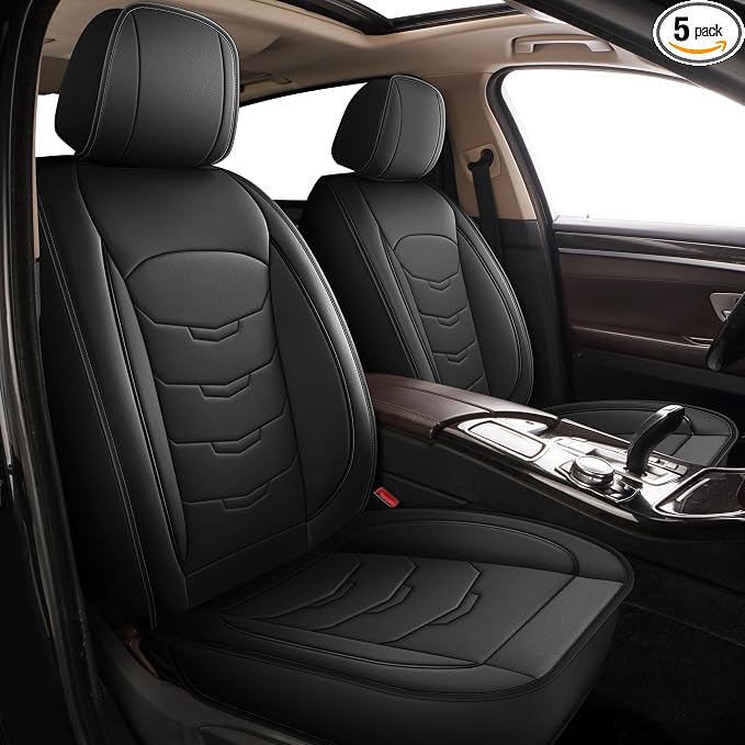 Seat Covers Fit for Dodge Durango 2007-2024 2025 Car Full Set Luxury Leather Waterproof Scratch-Resistant Protectors Automotive Seat Cushion with Airbag Compatible (5 Seats,Black)