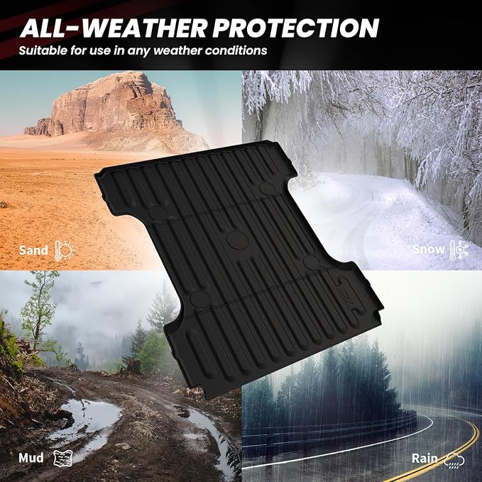 LASFIT 6.4FT Truck Bed Mat for Ram 1500 2006-2018 & Ram 2500/3500 2006-2026 & 1500 Classic 2019-2024 (6FT4/76.8 inches), NOT for Optional Rambox, All Weather Custom Fit TPE Truck Bed Liner