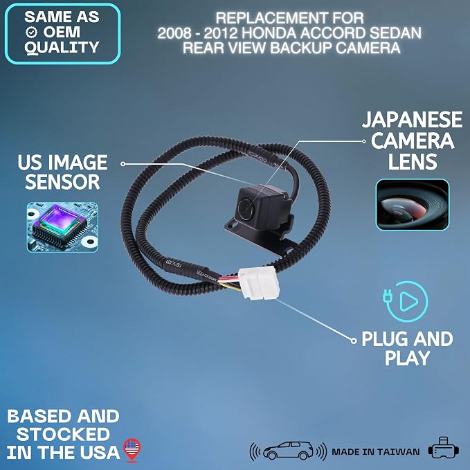 Backup Camera Replaces for 2008-2012 Honda Accord Sedan OE Part # 08A77-6K1-000, 39530-TA0-J22