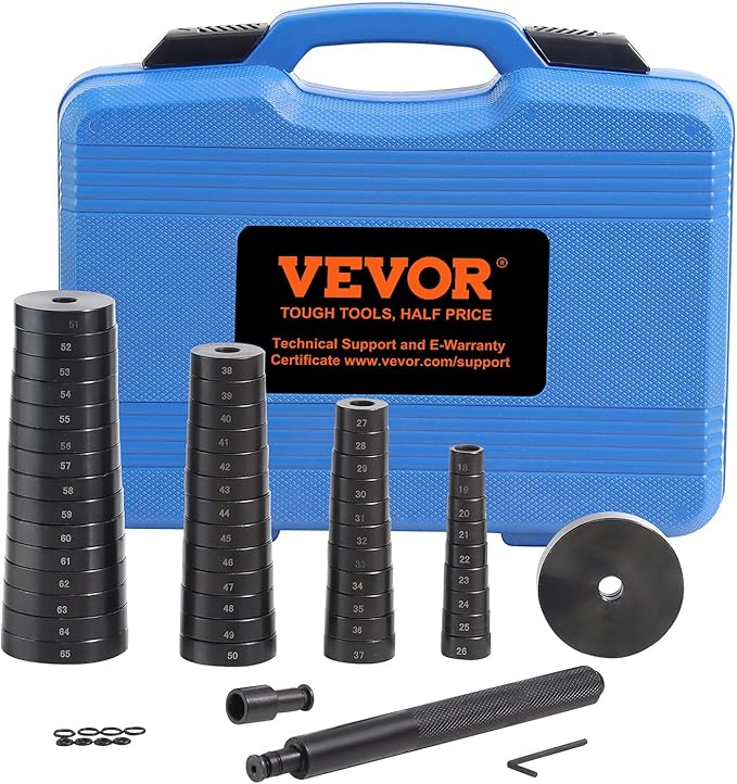 VEVOR 52PCS Custom Bushing Bearing & Seal Driver Set, Transmission Wheel Axle Bearing Race, Seal Driver Installer Remover, 18-65mm & 74mm Metric Discs Bush Removal Puller Bearing Press Tool Kit