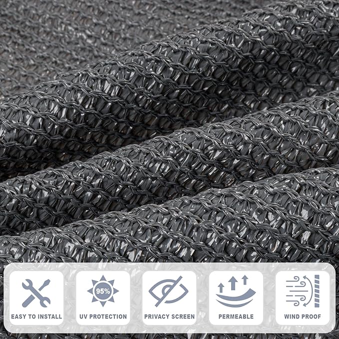 Cool Area Sun Shade Cloth with Grommets 13×14 FT Shade Panel Shade Tarp Screen Fabic for Outdoor Patio Pergola Cover Deck Garden, Dark Grey (Customized)