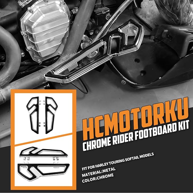 Driver Footboards Front Foot Pegs Pedal Fit For Harley FLD 2012–2016 Softail FL 1986–2017 CVO Road King Street Glide Electra Glide 1986–2025 Trike 2008–2025 Chrome
