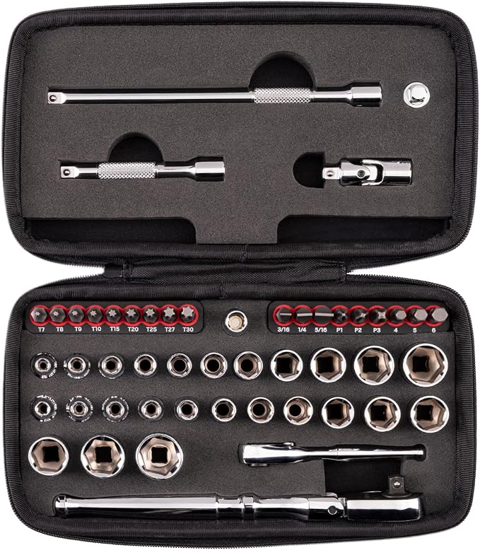 TEKTON 1/4 Inch Drive 6-Point Small Engine Socket Set, 50-Piece | SKT07904
