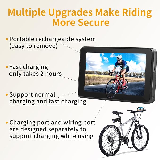 Bike Camera Recording Rechargeable 360° Rotation - Color Night Vision Portable Bicycle Rear View Camera Waterproof 130° Wide View HD 1080P 4.3 Inch Monitor for Mountain, Road Bike, E-Bike Wankskey