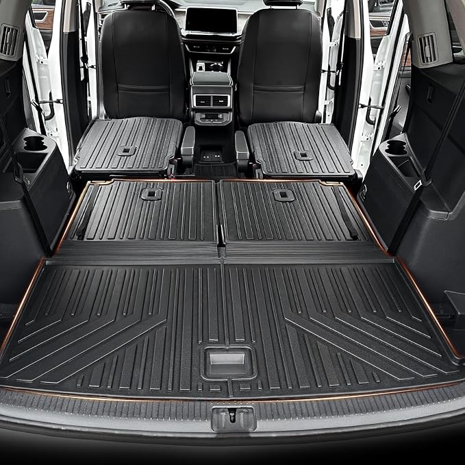 Cargo Mat with Backrest Mats for Volkswagen VW Atlas 6/7 Seats 2018-2025 2026 Car Mat Accessories(Not Fit Cross Sport), All Weather TPE Trunk Cargo Liner(Cargo Mat with Backrest Mats)