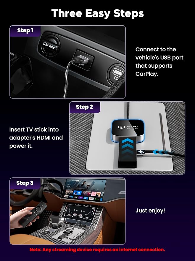 2-in-1 Wireless CarPlay Adapter & Car TV Mate Pro 2026 [Metal & Glass Case, Autolink Pro] Convert Wired to Wireless Car Play with HDMI Input, Screen Mirroring & Streaming, Fit for 2016+ Cars -Black