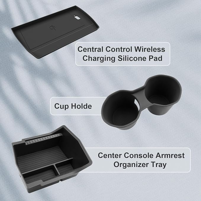 BIBIBO for 2025 Subaru Forester Center Console Organizer 2025 Subaru Forester Console Armrest Tray+Cup Holder +Wireless Charging Mat 2025 Forester Insert Organizer 2025 Forester Accessories