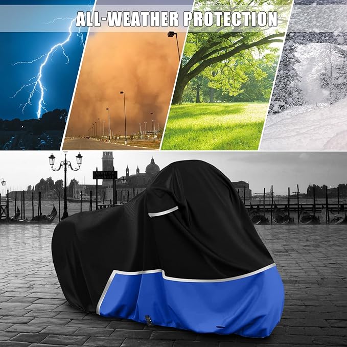 Waterproof Motorcycle Cover Replace for Harley Davidson Touring Limited with Trunk Models, 420D Oxford Cloth Road Glide Limited, Ultra Motorcycle Cover for Snow Rain Dust Protection