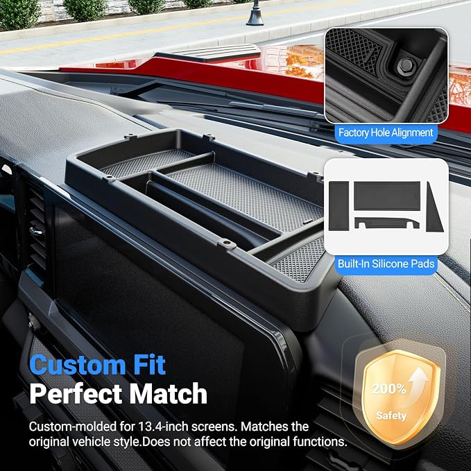 Dashboard Storage Organizer Compatible with 2022-2026 Chevy Silverado GMC Sierra 1500 24-26 2500HD 3500HD Dashboard Storage Tray Replacement for 2022-2026 Chevy Silverado Accessories