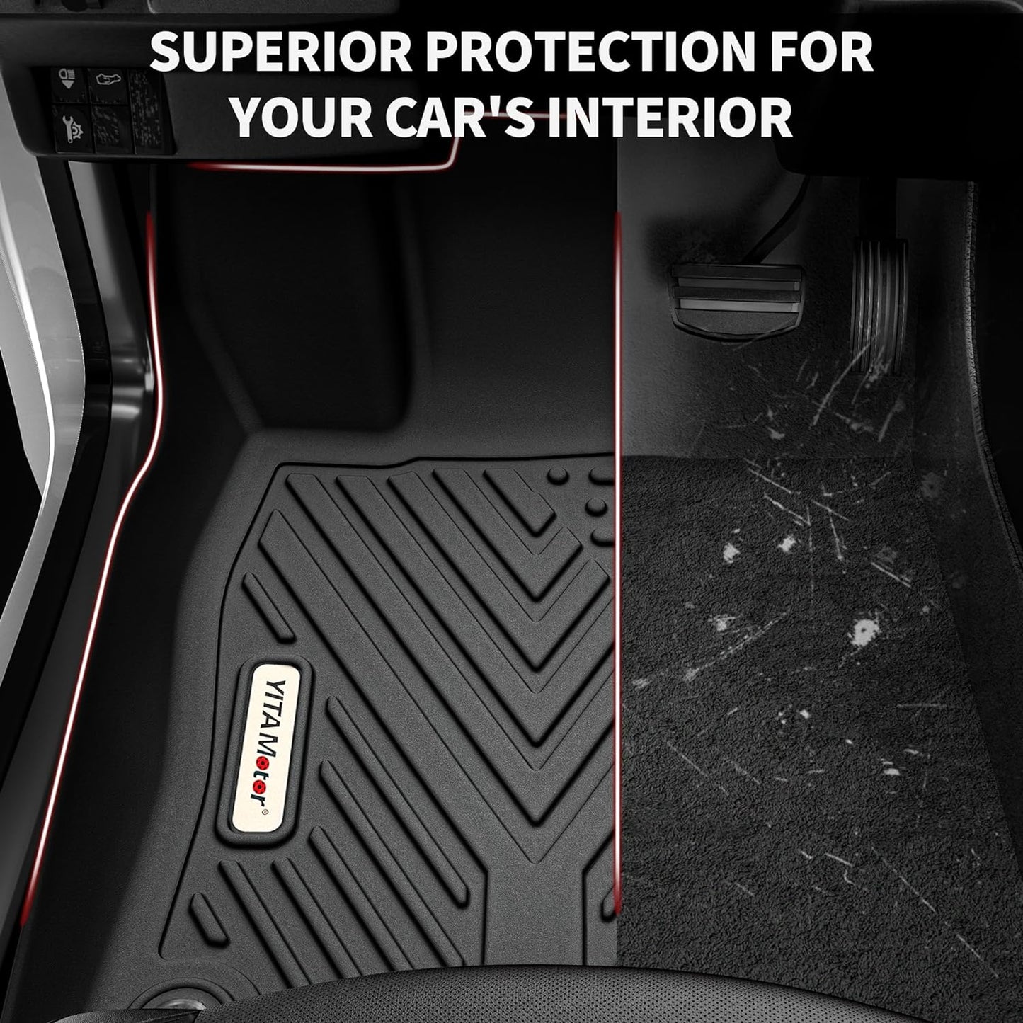 YITAMOTOR Floor Mats Fit for 2018-2025 Ford Expedition/Expedition Max (Only Fit 8 Seats) with 2nd Row Bench Seat, All-Weather Custom Fit Front 1st & 2nd 3rd Seat Black Floor Liner Set