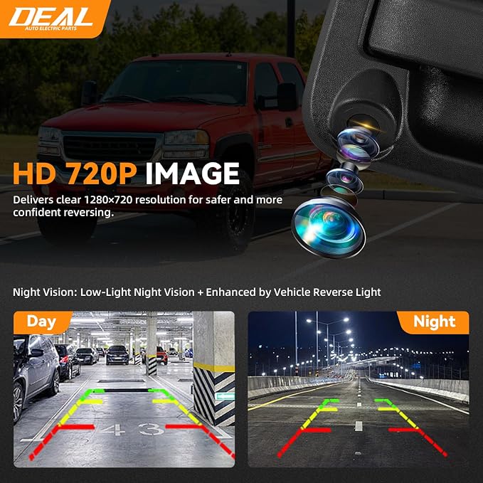 Deal Tailgate Handle Backup Camera w/Key Hole Compatible with Ford 04-14 F150 08-16 F250/F350/F450/F550 Super Duty 07-10 Explorer Sport Trac 06-14 Mark LT Rear View Camera w/Power Cable RCA Plug