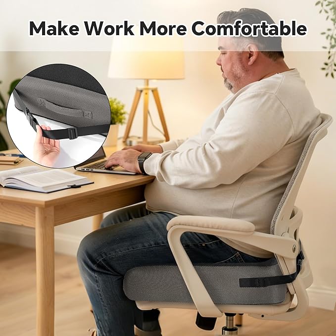 BALAPET Extra Thick Seat Cushion, Memory Foam Office Chair Booster Cushion to Raise Seat Height for Back & Tailbone Pain Relief, Tush Cushion Car Seat Cushions for Short/Overweight People(18x16x6in)