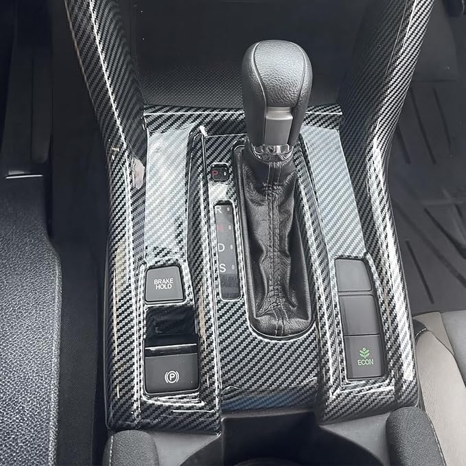 Carbon Fiber Console Center Gear Shift Panel Cover Compatible with Honda Civic 10th Gen 2016-2021