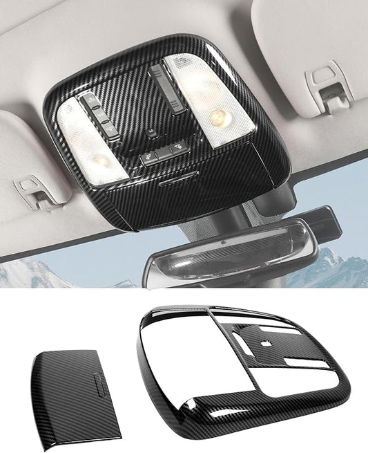 Roof Reading Light Cover Trim Fit for 2011 + Dodge Charger/Durango/Chrysler 300 Interior Accessories Carbon Fiber Reading Lamp Decals Cover Trim Sticker Kit (B)