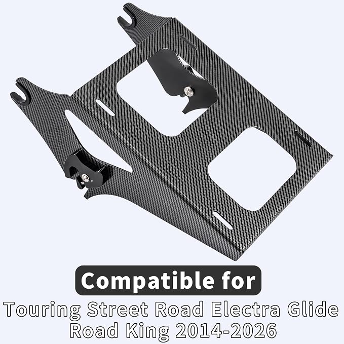 Black Carbon Fiber Pattern Detachable Tour Pack Mount Bracket Luggage Rack for Harley Touring Street Road Electra Glide Road King 2014-2026