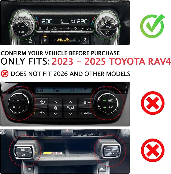 11PCS Crystal Knob Cover Trim Set - Zinc Alloy Rhinestone Interior Upgrade Bling Accessories, Stylish Control Knob Caps Compatible with 2023-2025 Toyota RAV4 Hybrid