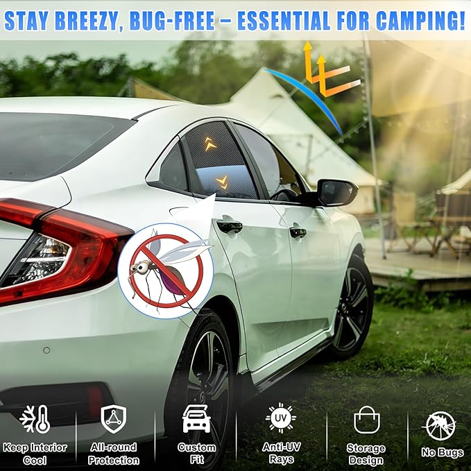 ZATOOTO Car Window Shades Civic 2016-2021 for Rear Window 2Pack car Shades for Back Windows Baby & Pet | Blocks 99% UV Rays & Heat | Breathable Mesh for Privacy & Bug Protection | Camping & Travel