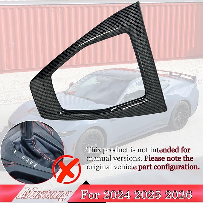 MUXEE Console Gear Shifter Panel Cover,for Ford Mustang 2024 2025 2026 - ABS Carbon Fiber Sport Style Console Gear Shifter Panel Cover Accessories(for Manual Gear Model)