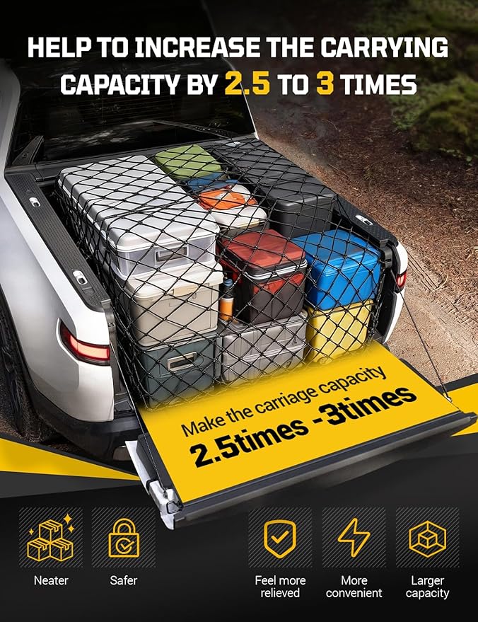 AUTOWN 2 Pack Truck Bed Cargo Net, Heavy Duty & Fine Mesh Bundle