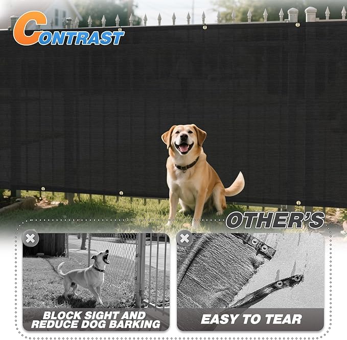TANG Fence Privacy Screen Black 4 Feet x 50 Feet Outdoor Shade Cloth with Grommets, 150 GSM Temporary Fence Cover with Zipties Mesh Netting Fences Blockage for Backyard Garden Patio Chain Link