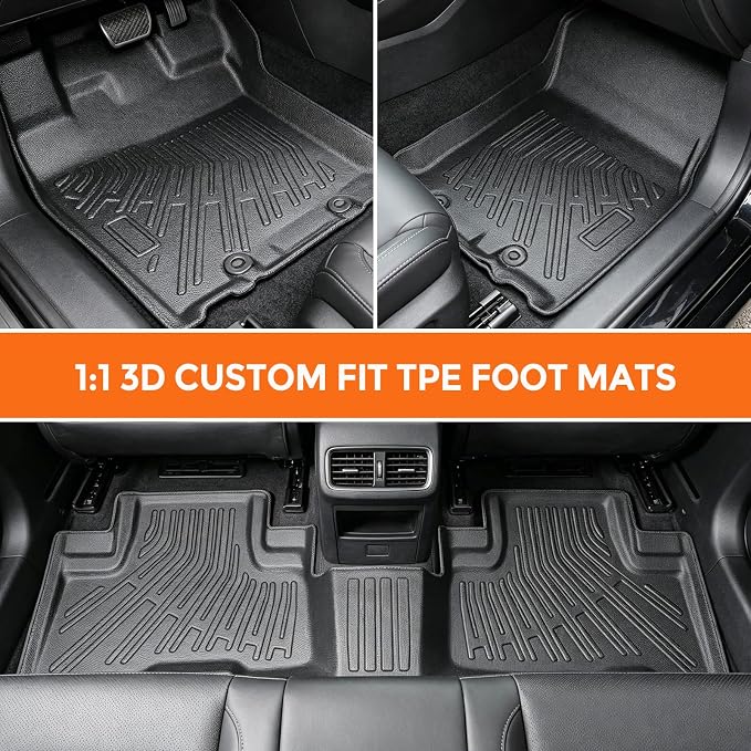 Floor Mats for Toyota FJ Cruiser 2007-2014, Heavy Duty TPE All Weather Protection, Waterproof Non-Slip Black Car Liners (Two-Row Floor Mats)