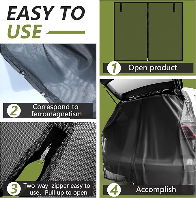 Yahenda SUV Tailgate Mesh Screen for Camping, Car Tailgate Tent Shade, Breathable Bug Screen with Magnetic Design, UV Protection Privacy Cover, Car Camping Accessories(Small,Half Wrap,Black)