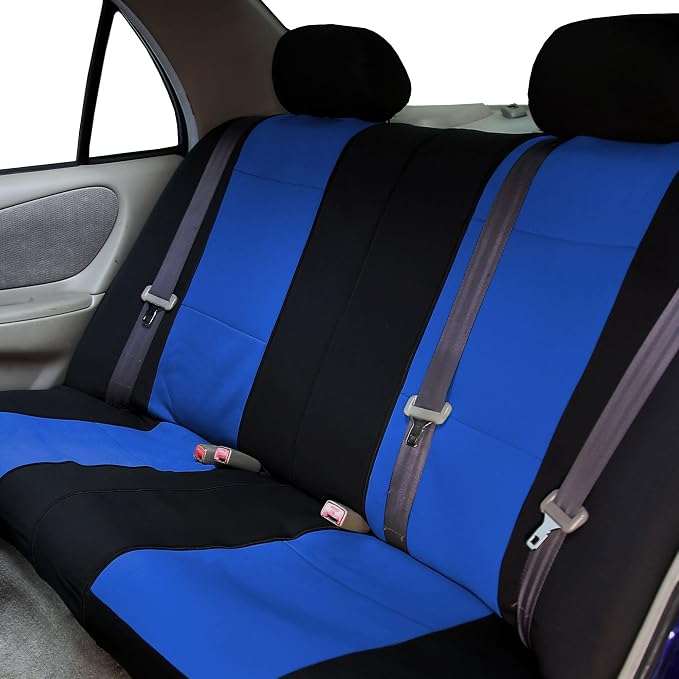 FH Group Neoprene Seat Covers Full Set – Universal Fit for Cars Trucks and SUVs (Blue) FB083115 + F11306