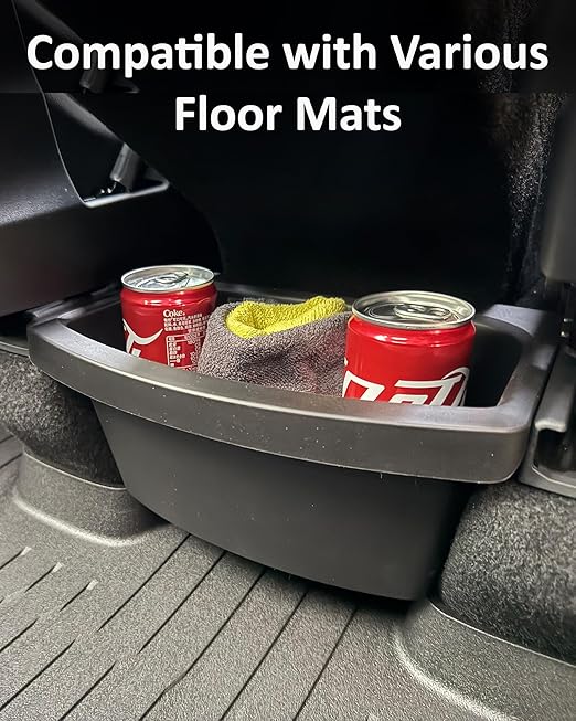 for Tesla Model Y Juniper Refresh 2026 2025 Rear Center Console Trash Can Garbage Bin, 2nd Row Under Seat Storage Box Organizer Tesla Y Accessories, Perfect Fit, TPE
