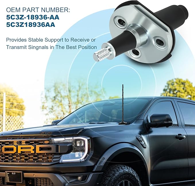 BASIKER Radio Antenna Base Mount Compatible with 2000-2007 Ford F-250 F-350 Super Duty Ford Excursion, Aerial Antenna Base Mount Replacement Car Accessories 5C3Z-18936-AA 5C3Z18936AA