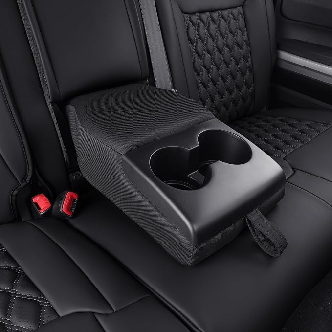 Huidasource for Toyota Tundra Rear Seat Cover, Nappa Leather Truck Rear Seat Cover, 360° Full-Coverage Toyota Rear Seat Covers 2014-2021 CrewMax, Compatible with Armrest Airbags (Back Row/Black)