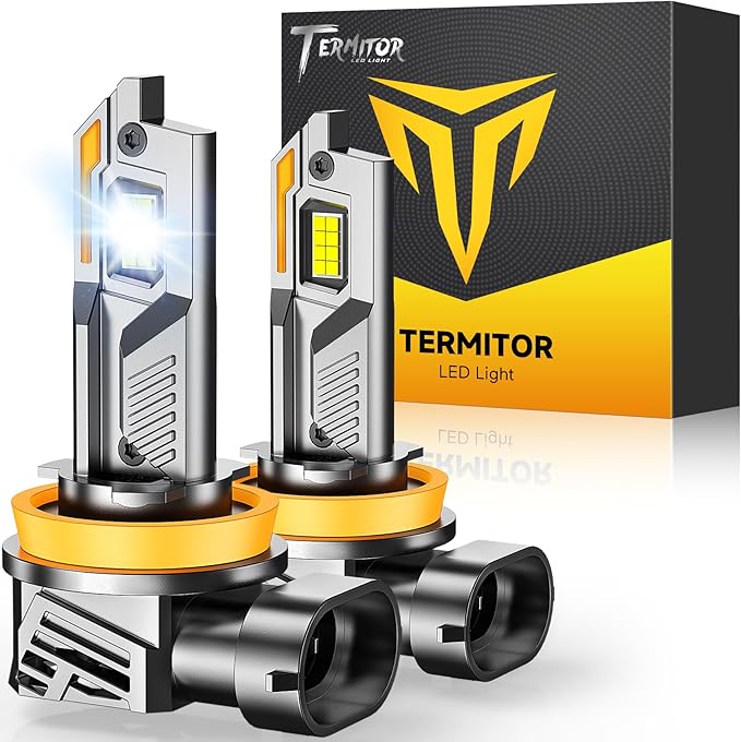 Termitor 2026 Upgraded H11/H9/H8 Light Bulbs, 65,000LM 15X Super Bright, 6500K Cool White, 85000+ Hours Lifespan with Cooling Fan, H11 Fog Lights for Fog, Rain, 360° Adjustable Quick Instal, Pack of 2