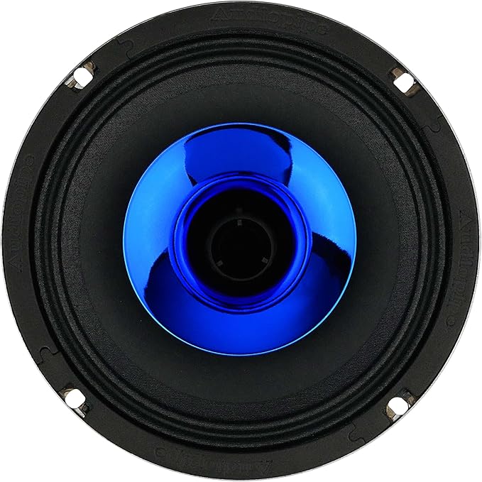 Audiopipe 6.5" Compression Horn Mid-Range Loudspeaker (APMB-628GH-BLU), 300W, Built-in Compression Horn Driver, Flat Steel Basket, 2-Way Coaxial, KSV Voice Coil, Grill, Sleek Candy Blue